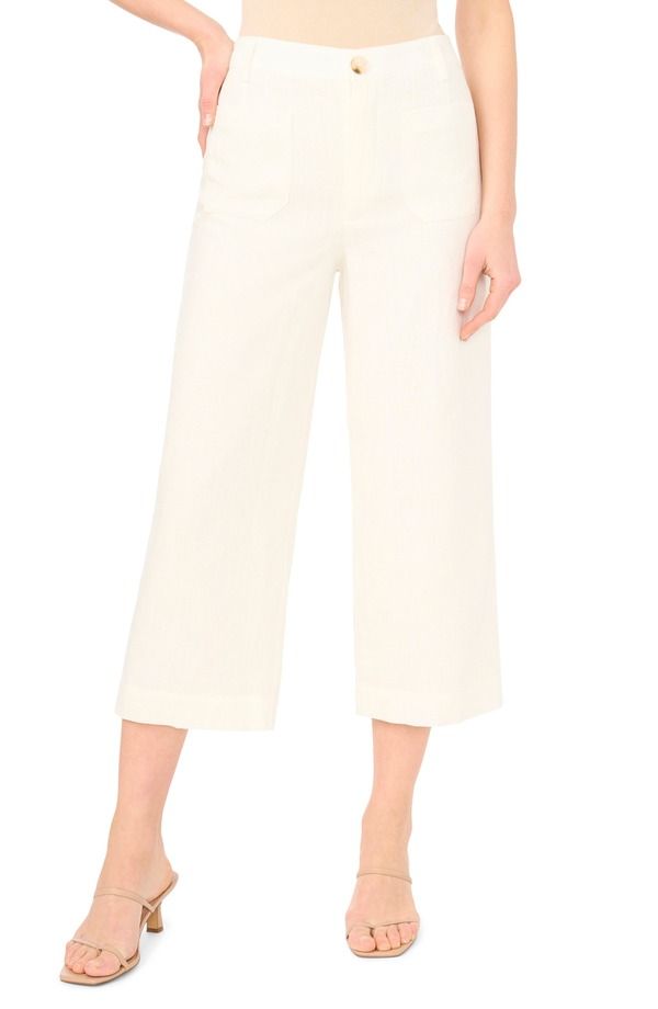 ヴィンスカムート レディース ボトムス レギンス ワイドレッグ パンツ Vince Camuto Double Pocket Wide Leg Pants New Ivory アイボリー