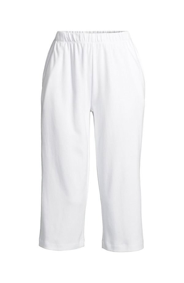 ランズエンド レディース ボトムス ハーフパンツ・ショーツ キャップ ニット Lands End Sport Knit High Riselastic Waist Capri Pants White