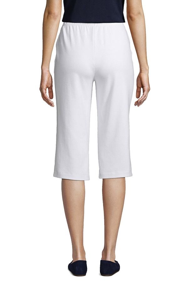 ランズエンド レディース ボトムス ハーフパンツ・ショーツ キャップ ニット Lands End Sport Knit High Riselastic Waist Capri Pants White