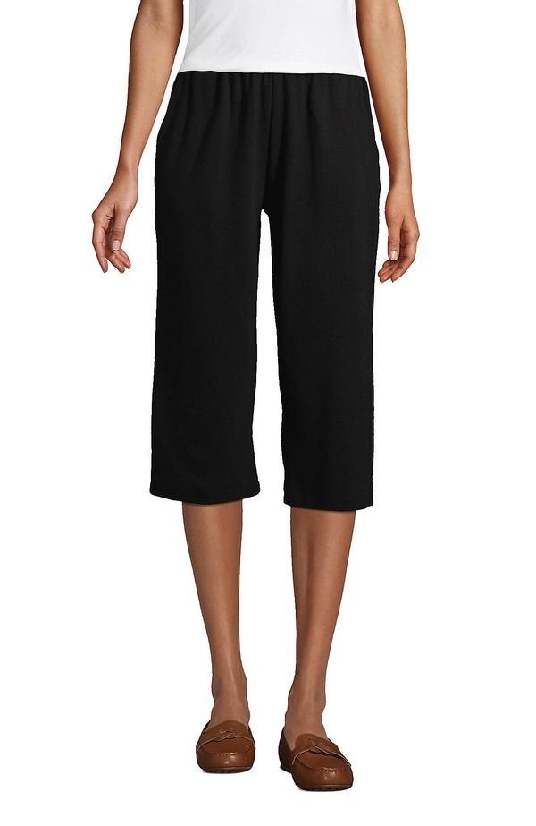 ランズエンド レディース ボトムス ハーフパンツ・ショーツ キャップ ニット Lands End Sport Knit High Riselastic Waist Capri Pants Black