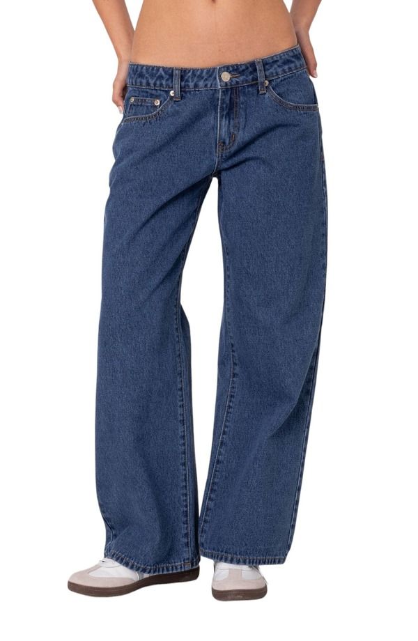 アディクテッド レディース ボトムス デニムパンツ ワイドレッグ ジーンズ EDIKTED Raelynn Washed Wide Leg Jeans BlueWashed ブルー