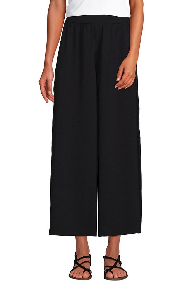 ランズエンド レディース ボトムス ハーフパンツ・ショーツ Lands End Creaseless High Rise Palazzo Cropants Black ブラック