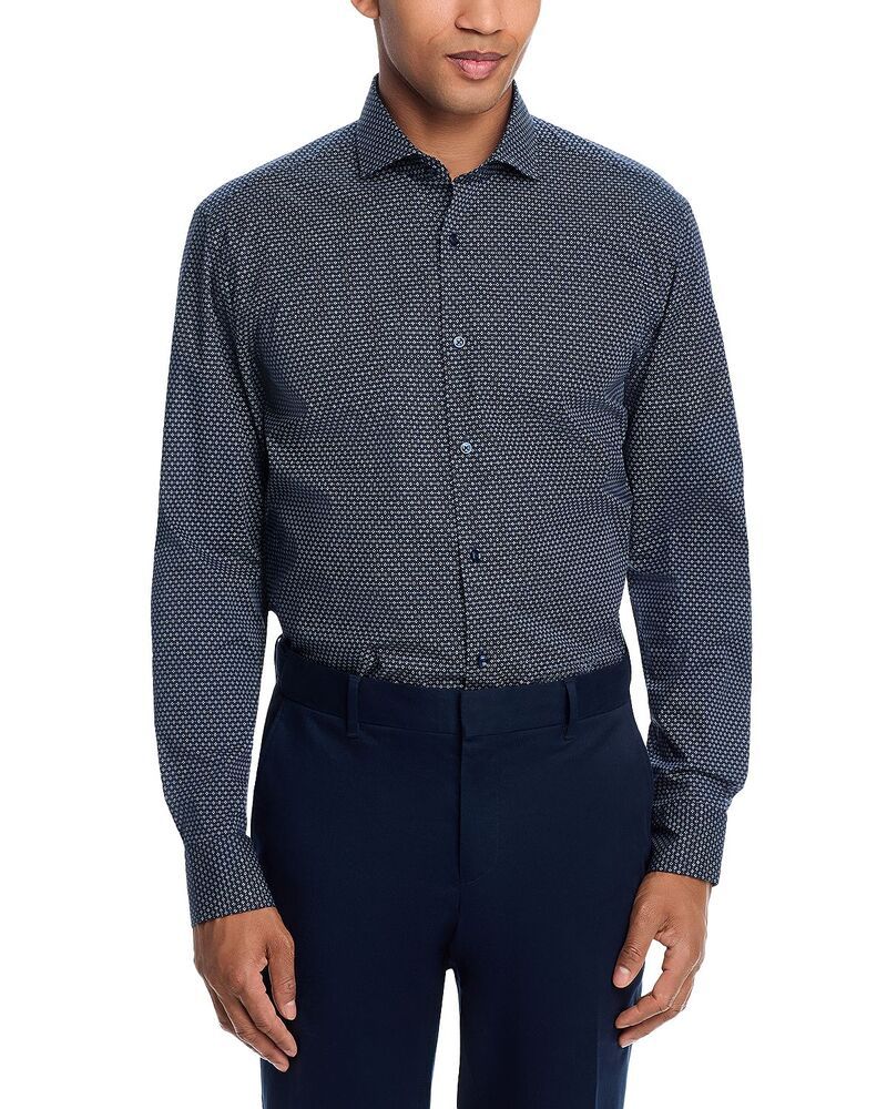 ボス メンズ トップス シャツ スリムフィット BOSS Hank Pattern Slim Fit Dresshirt Dark Blue ブルー