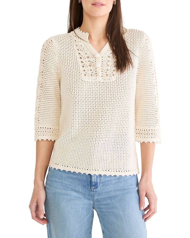 ニックプラスゾーイ レディース アウター ニット・セーター メッシュ NICZOE Crochet Mesh Sweater Classicream クリーム