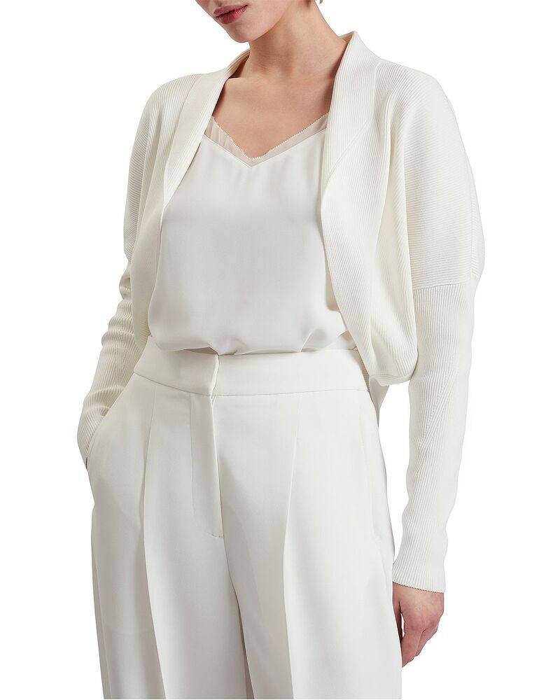テッドベーカー レディース アウター カーディガン リブニット Ted Bakerhan Sculptured Rib Knit Cardigan Ivory アイボリー
