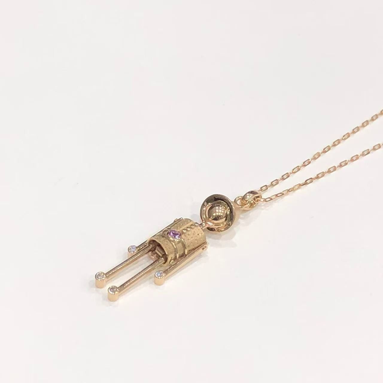 ネックレス 可動式 K18PG ピンクサファイア 0.07ct ダイヤモンド 0.08ct 45.5cm レディース【中古】