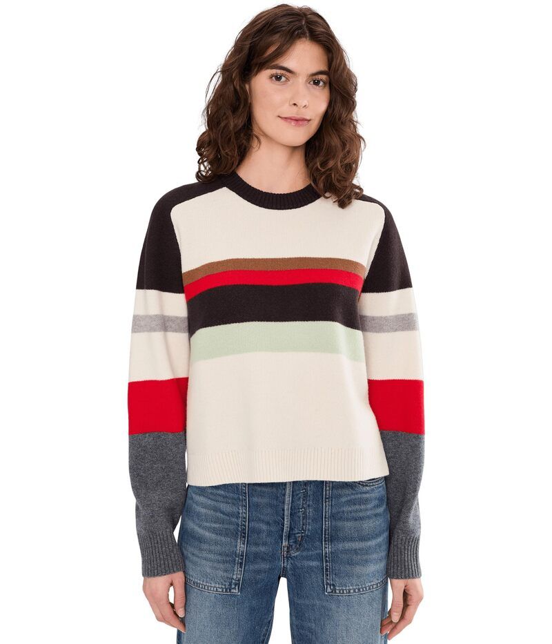 メイドウェル レディース アウター ニット・セーター Madewell Stripe Aspen Raglan Pullover Ivory Mini Stri アイボリー