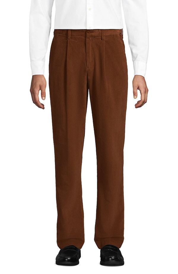 ランズエンド メンズ ボトムス カジュアルパンツ コーデュロイ プリーツ Lands End Corduroy Comfort Waist Classic Fit Pleated Front Pant