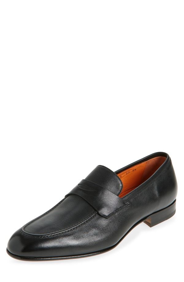 サントーニ メンズ シューズ スリッポン・ローファー Santoni Darius Penny Loafer N01 Black ブラック