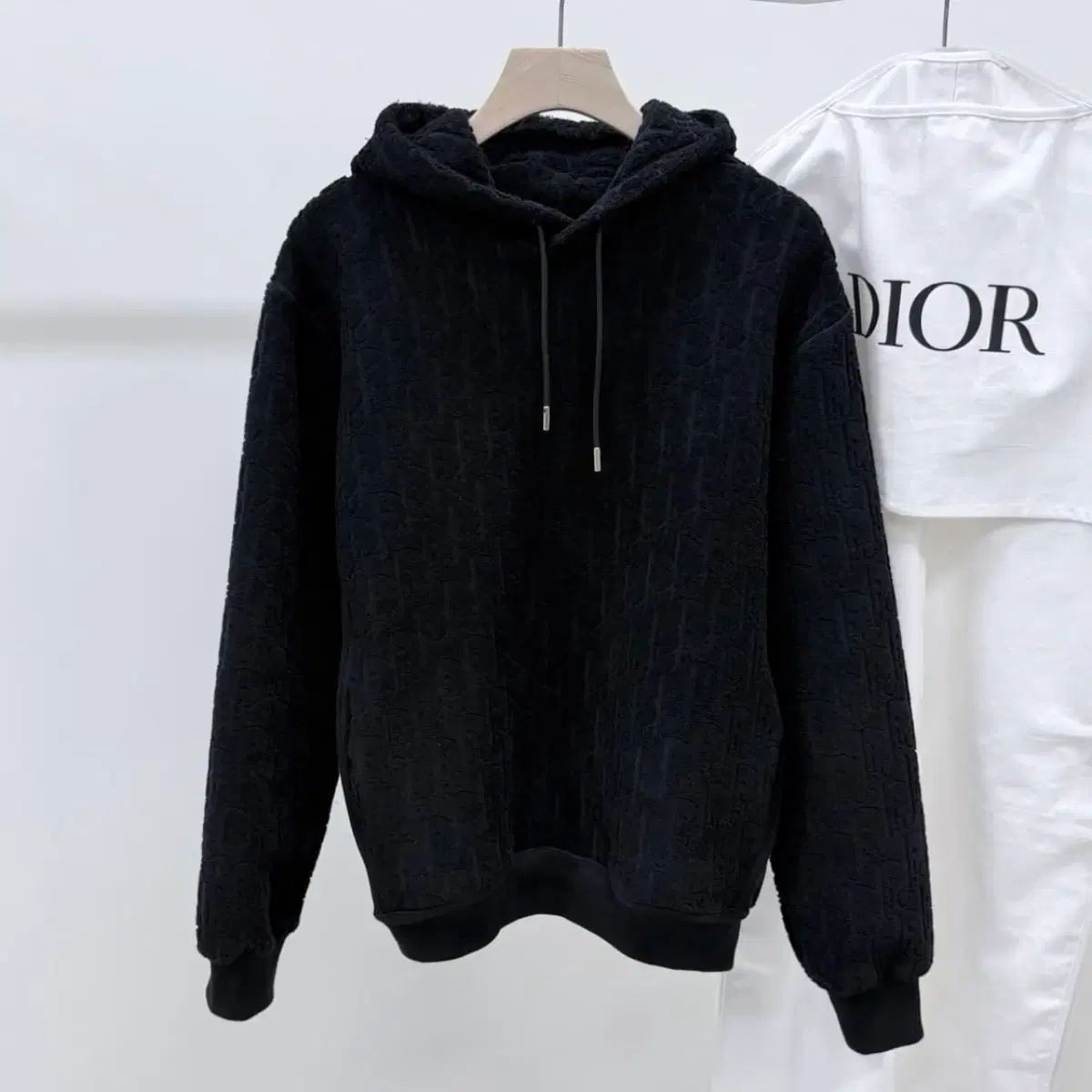 S+級/3XL 25SS ディオール オブリーク コットン フレンチテリー フーディー Tシャツ ブラック
