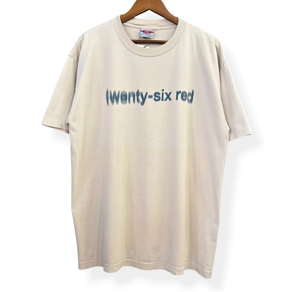 90's 26red 両面プリントTシャツ Made in USA シングルステッチ Print T-shirt ストリート スケート 古着 No.A162