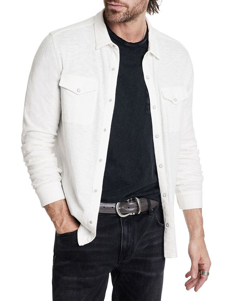 ジョンバルベイトス メンズ トップス シャツ ヴィンテージ John Varvatos Arvon Vintage Wash Slub Western Shirt White ホワイト