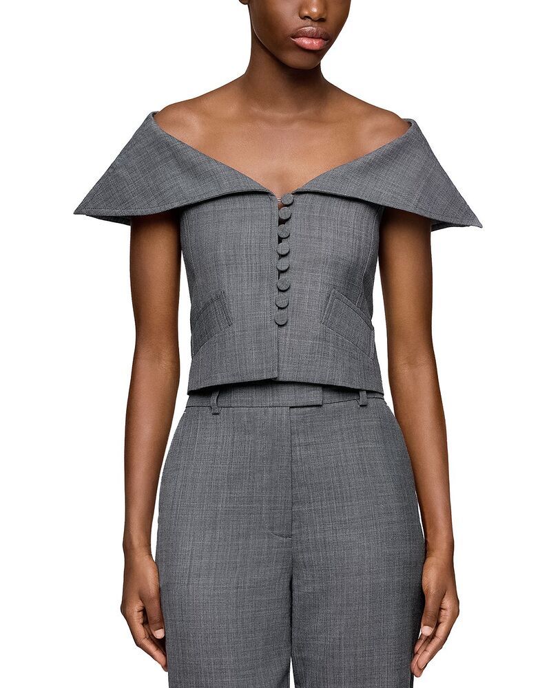 ガニー レディース アウター ベスト GANNI OfftheShoulder Vestophantom