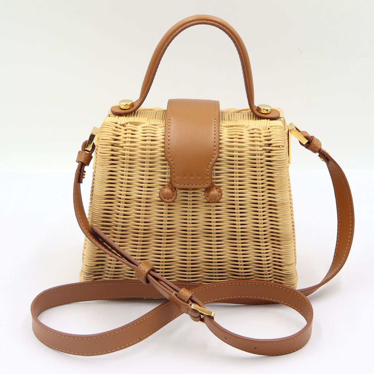 マルニ（MARNI）　ナチュラル　ラタン製　Midollino　ハンドバッグ　W20cm×H16cm×D10cm　ショルダーバッグ　レディース(中古)