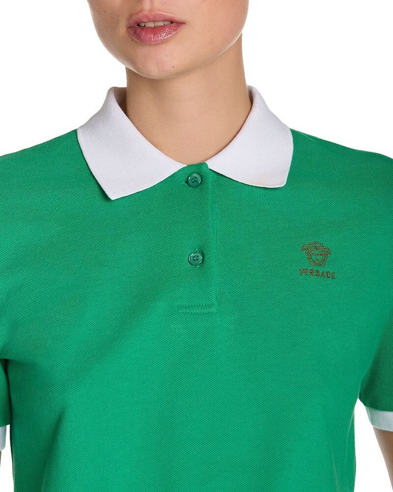 ヴェルサーチ レディース トップス ポロシャツ ロゴ Versace Logo Piqu Polo Shirt WhiteAzure Blue ホワイト