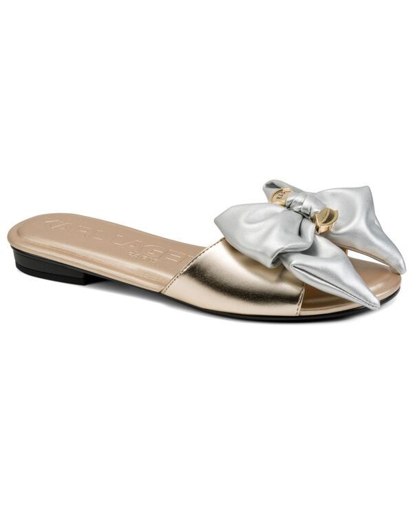 カール ラガーフェルド レディース シューズ サンダル KARLAGERFELD PARIS Womens Ciaran Bow Flat Sandals White GoldSilver ホワイト