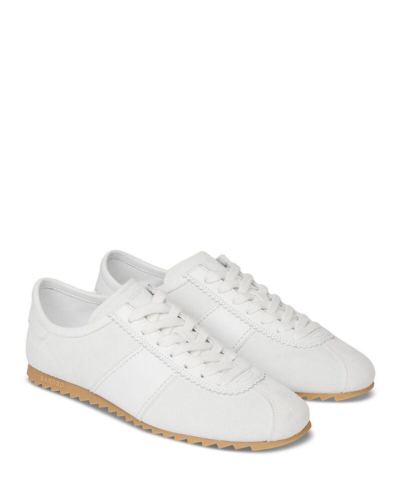 サンドロ メンズ シューズ スニーカー レザー Sandro Soft Runner Split Leather Sneakers White ホワイト