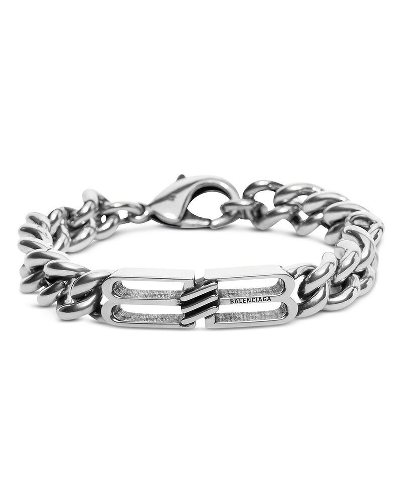 バレンシアガ レディース アクセサリー ブレスレット・バングル・アンクレット Balenciaga Bb Icon Gourmette Bracelet Antique Silver シルバー