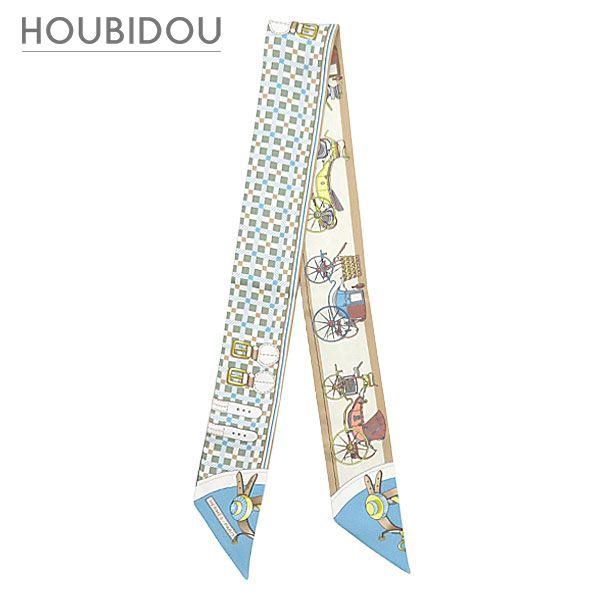 エルメス HERMES スカーフ ツイリー シルク ヴェールアマンド×ブルーグラシエ×ベージュ 【LES VOITURES NOUVELLES/馬車の変遷】 【中古】