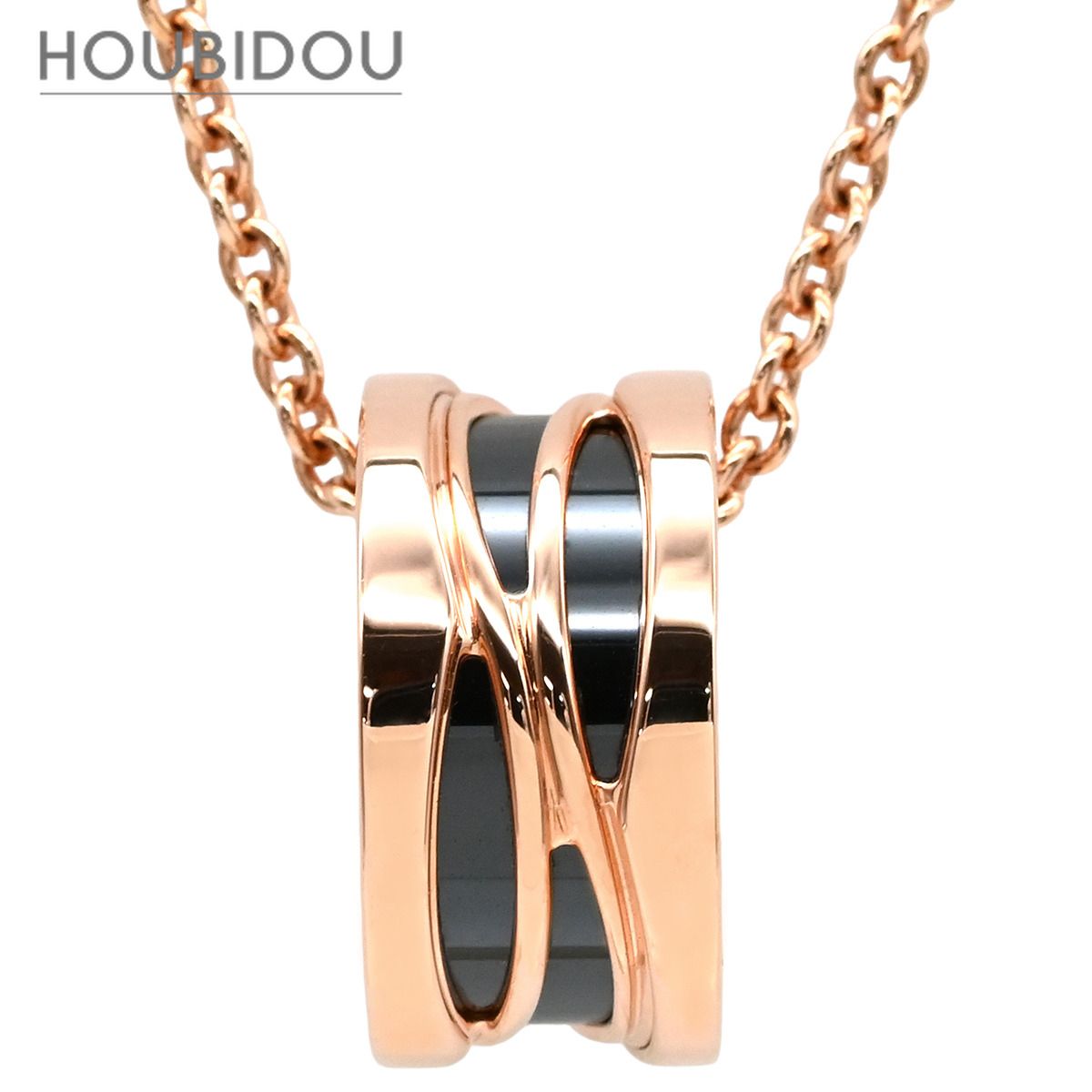 ブルガリ BVLGARI ネックレス ビーゼロワン レジェンド ブラック×ピンクゴールド B-zero1 K18PG Au750 18K 18金 黒セラミック CL858532【中古】