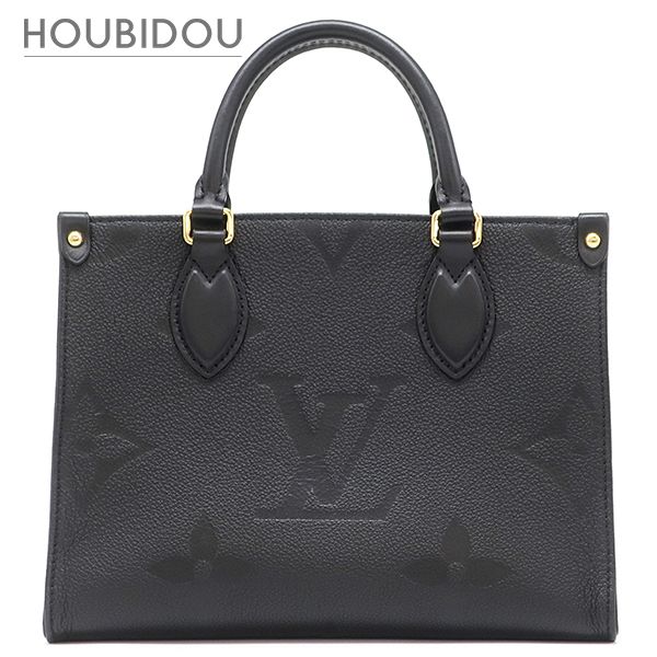 ルイヴィトン LOUIS VUITTON ハンドバッグ オンザゴー PM モノグラムアンプラント ノワール ゴールド金具 ショルダーストラップ欠品 M45653 RFID【中古】