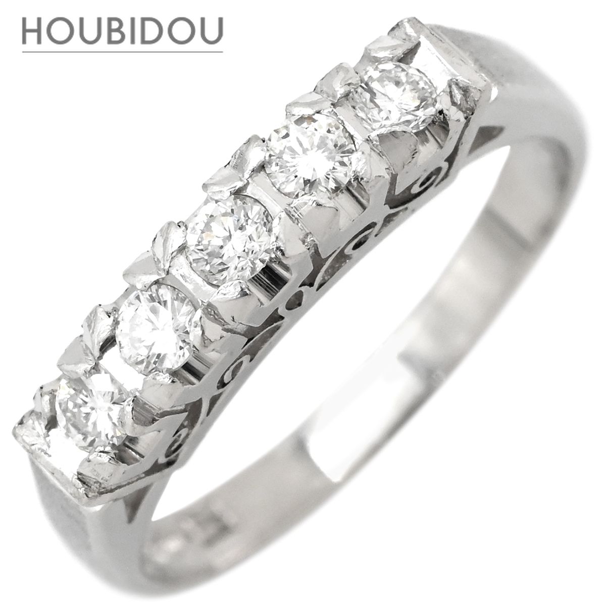 リング 指輪 ダイヤモンド 5粒 0.24ct プラチナシルバー プラチナ Pt900 造幣局検定マーク 一文字リング 5P 5石 10号【中古】