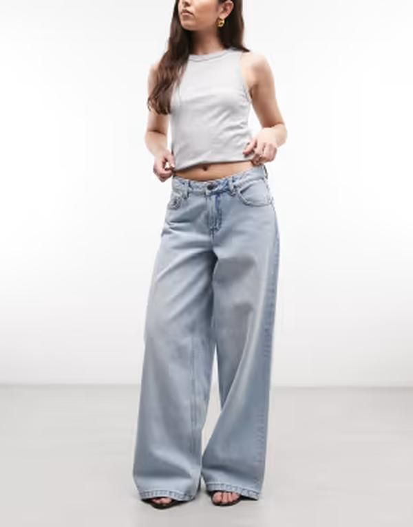 ノイジーメイ レディース ボトムス デニムパンツ ワイドレッグ ローライズ ジーンズ Noisy May low rise wide leg jeans in light blue denimediu