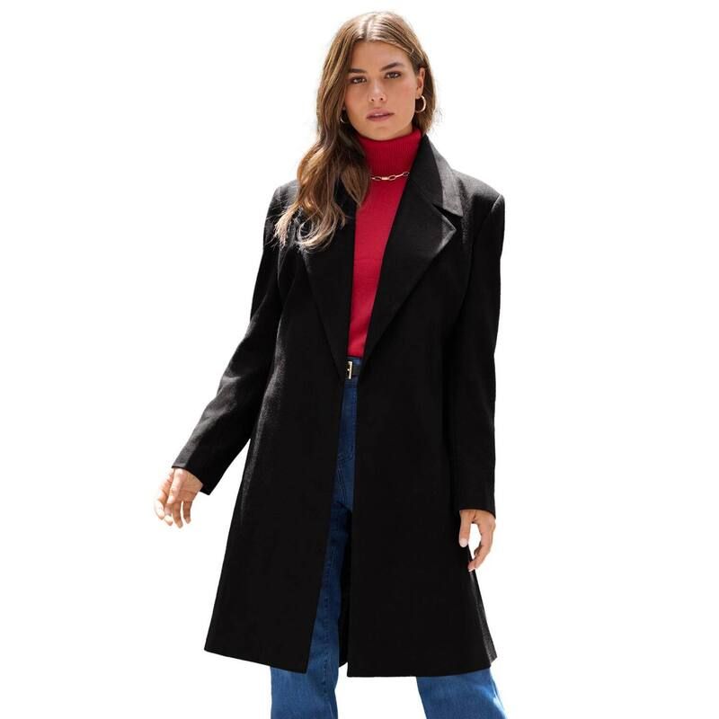 ロアマンズ レディース アウター ジャケット・ブルゾン A ライン プラスサイズ ウール コート Roamans Womens Plusize ALine Belted Wool Blend Coat