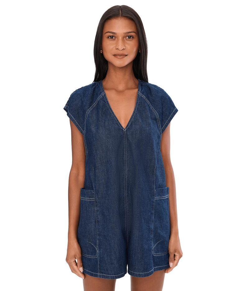 フリーピープル レディース トップス ジャンプスーツ ロンパース デニム Free People Free Fall Denim Rompers Deep Blue ブルー