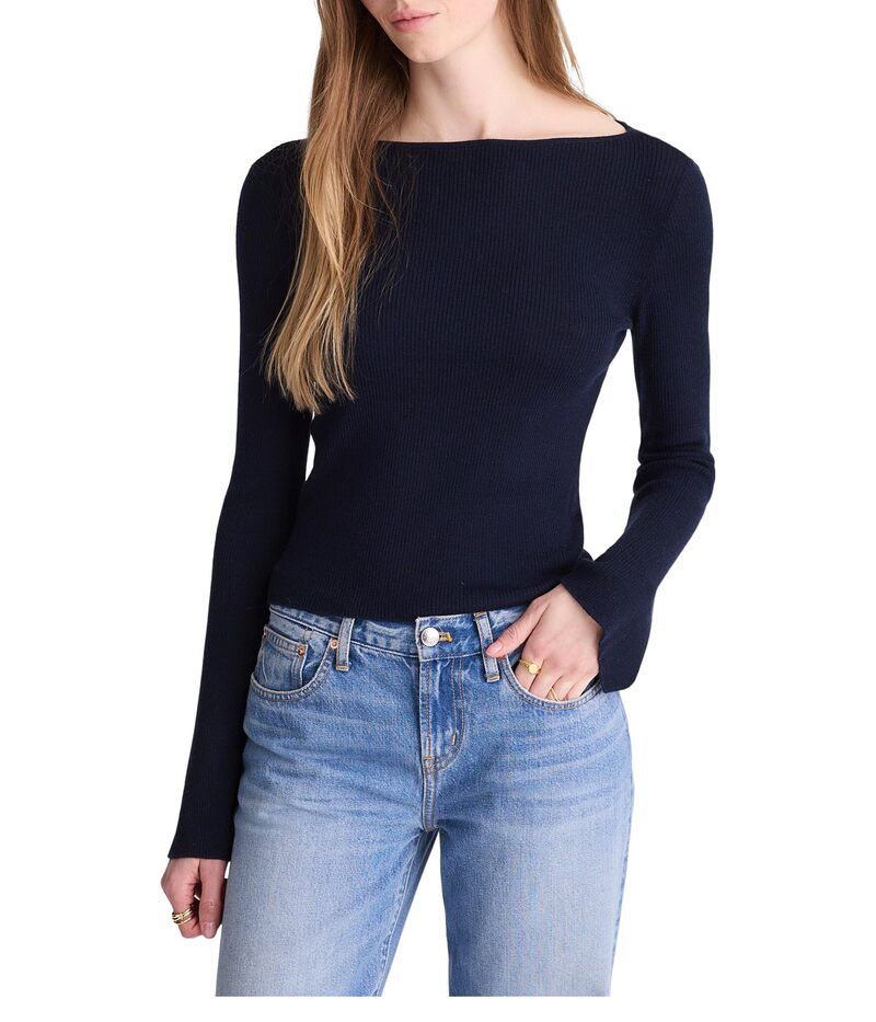 メイドウェル レディース アウター ニット・セーター ウール シルク Madewell FlaredSleeve Boatneck Sweater in Merino WoolSilk Blendar