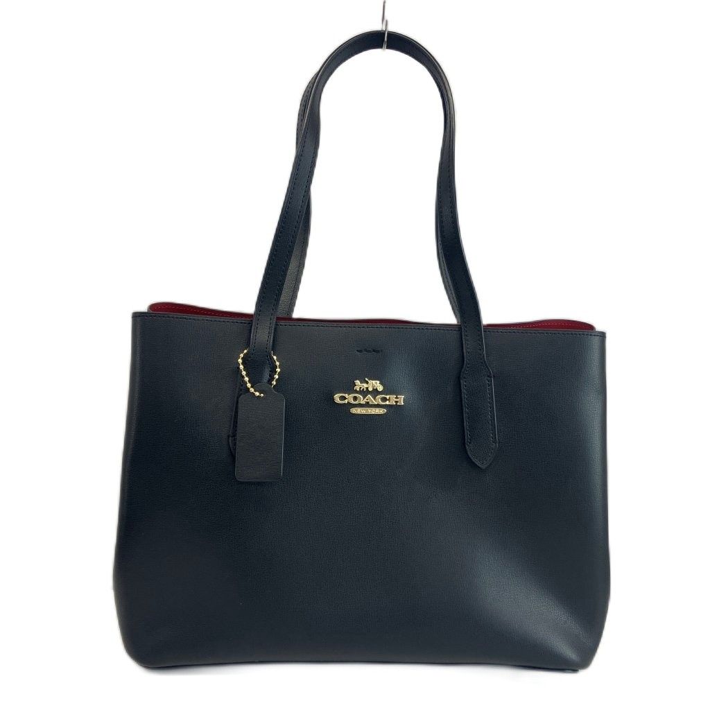 コーチ COACH アベニュー キャリーオール トートバッグ ショルダー 2WAY 牛革 レザー ロゴ ゴールド金具 黒 ブラック F48733 /XZ ■GY18