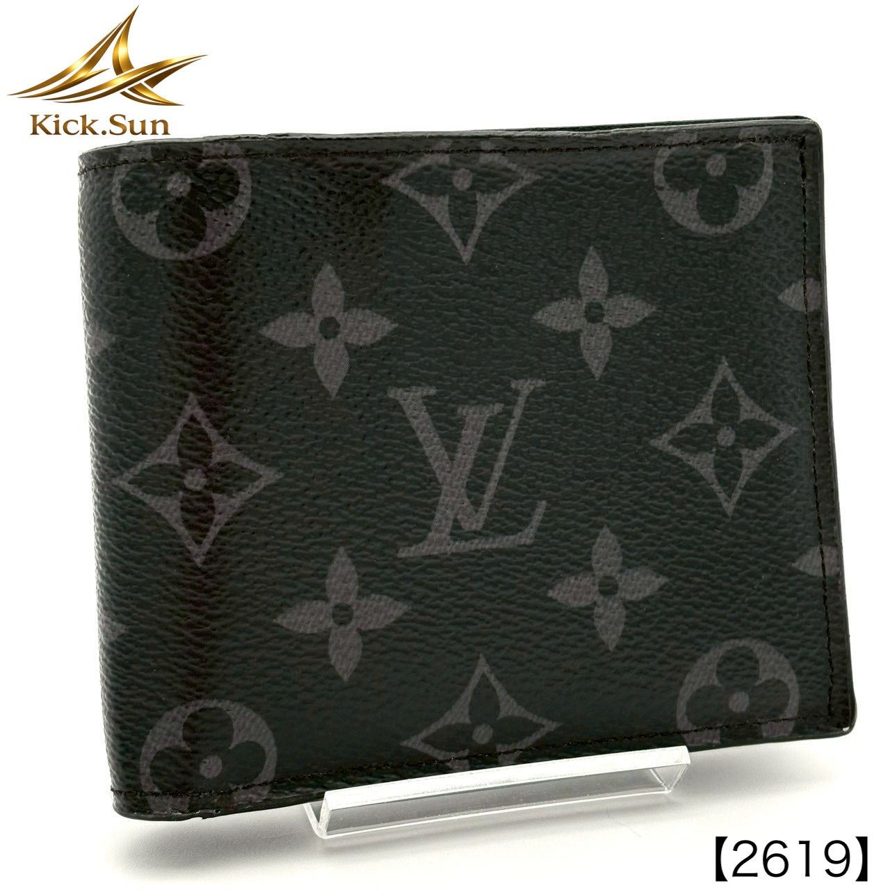 LOUIS VUITTON ルイヴィトン モノグラム エクリプス ポルトフォイユ マルコ NM 二つ折り財布 M62545 ブラック グレー 黒 メンズ ミニ コンパクト ウォレット Wallet 2619