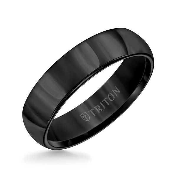 トリトン レディース アクセサリー 指輪 Triton 6MM Tungsten Carbide Ring with Domed Bright Finish and Round Edge Black