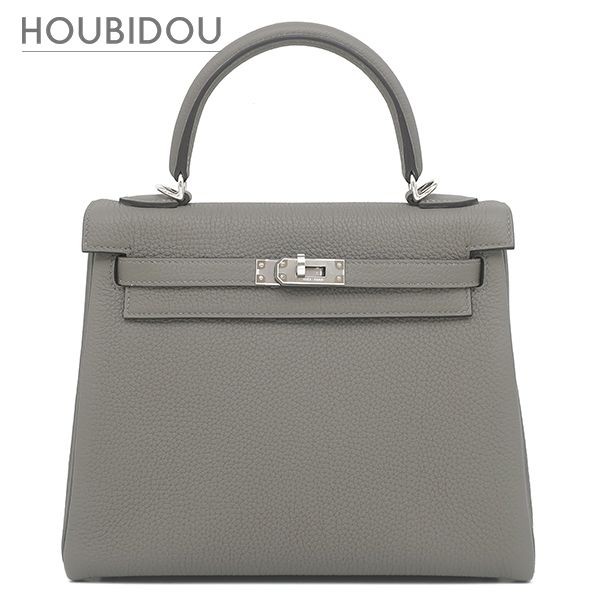 エルメス HERMES 2WAYバッグ ケリー25 内縫い トゴ グリメイヤー シルバー金具 新品 未使用 グレー U 【箱】【中古】