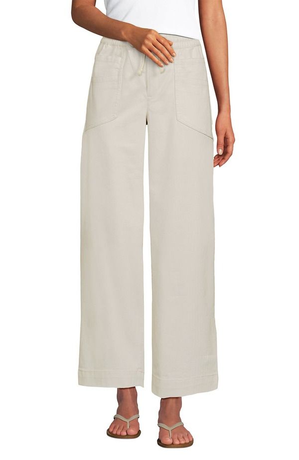 ランズエンド レディース ボトムス レギンス パンツ アンクル Lands End Herringbone Chino High Rise Relaxed Straight Drawstring An