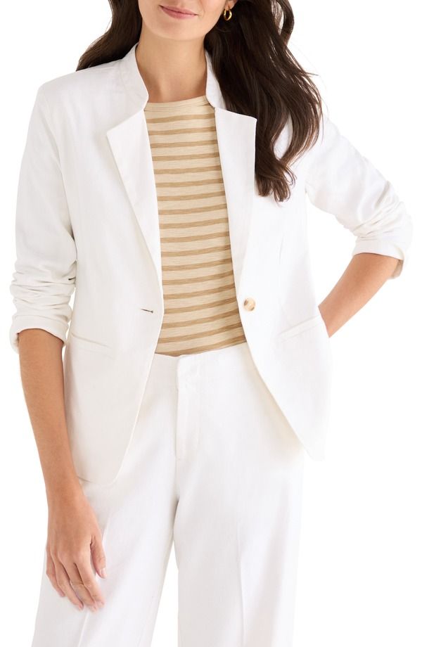 ニックプラスゾーイ レディース アウター ジャケット・ブルゾン ブレザー リネン NICZOEva Linen Blend Blazer Milk White ホワイト