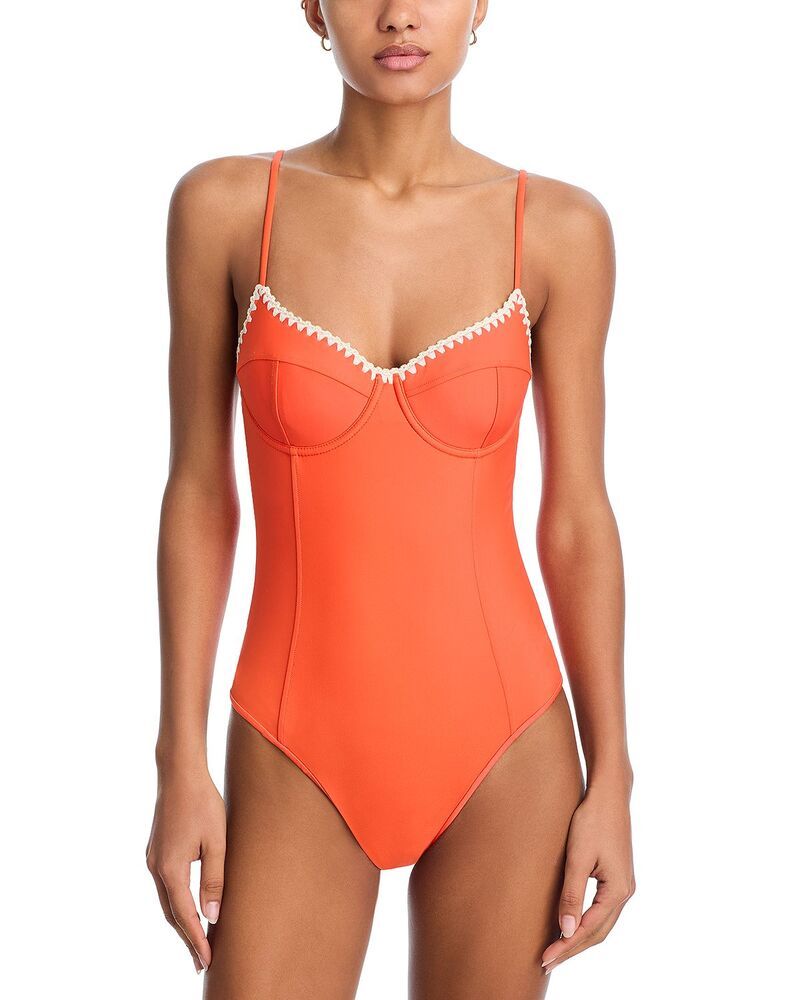 レイミー ブルック レディース 水着 上下セット Ramy Brook Addisyn Crochetrim One Piece Swimsuit Vivid Orange W White Croch