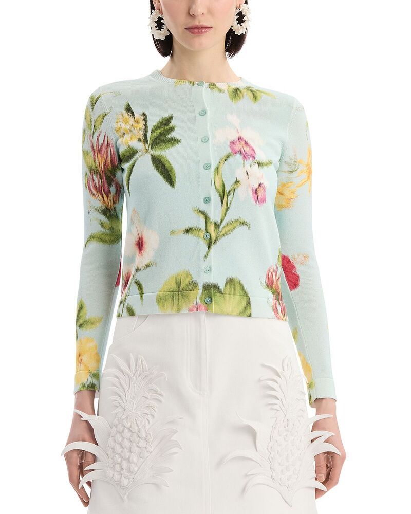 オスカー デ ラ レンタ レディース アウター カーディガン セーター ニット Oscar de la Renta Chine Knitwinset Cardigan Sweater Saltwate