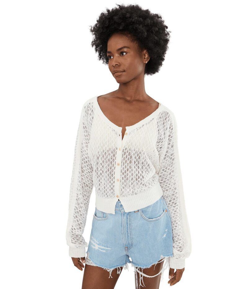 フリーピープル レディース アウター ニット・セーター Free People Maris Fine Gauge Cardi Clean Ivory アイボリー