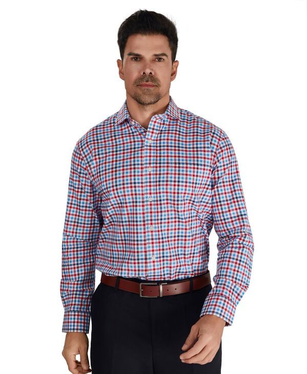 クラブルーム メンズ トップス シャツ Club Roomens Fashion Plaid Pattern Poplin Shirt Macys Exclusive Red レッド
