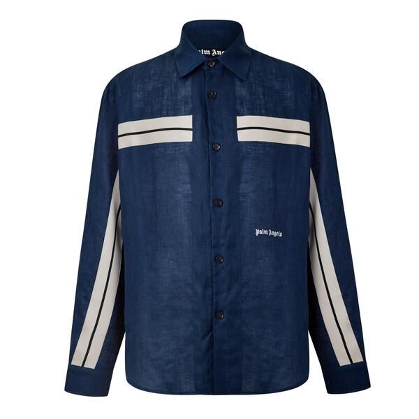 パーム・エンジェルス メンズ トップス シャツ リネン Palm Angels Palm Linen Shirt Sn61 Navy Blue ネイビー