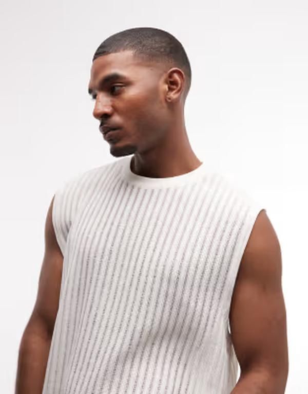 エイソス メンズ トップス ベスト ASOS DESIGN oversized tank textured fabricoconut milk ブラック