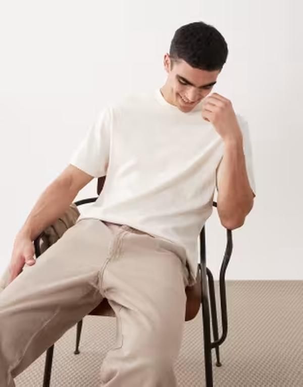 スリードベア メンズ トップス Tシャツ リラックスフィット クルーネック Threadbare crew neck relaxed fitshirt in ecru エクリュ