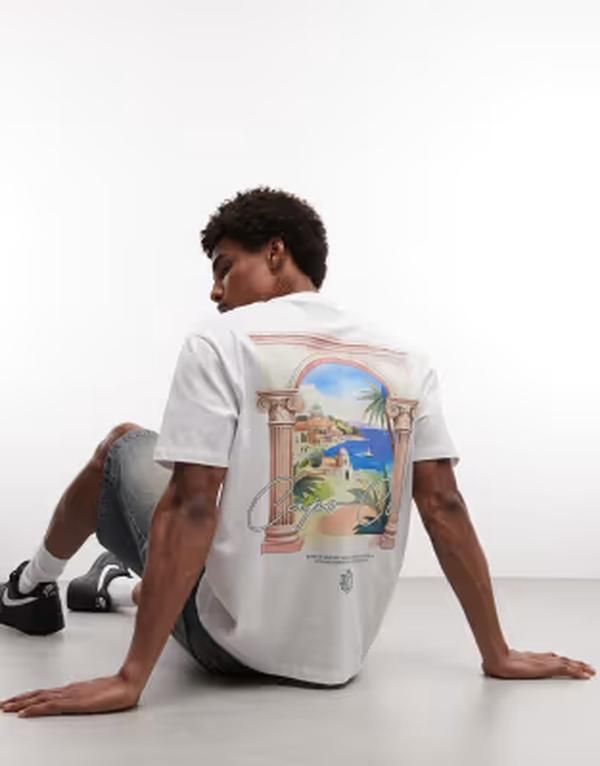 カポ メンズ トップス Tシャツ プリント CAPO Mykonos back printshirt WHITE ホワイト