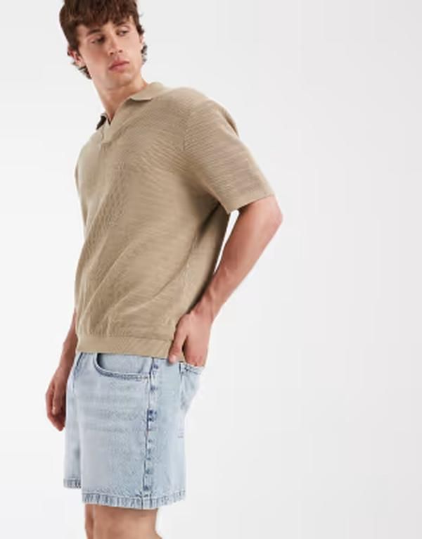 エイソス メンズ ボトムス ハーフパンツ・ショーツ デニム ASOS DESIGN shorter length denim jorts in light wash LIGHT WASH BLUE ブ
