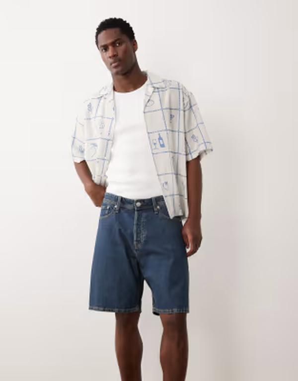 ジャック アンド ジョーンズ メンズ ボトムス ハーフパンツ・ショーツ ショートパンツ Jack Jones Tony loose shorts in mid Blue Denim 1 デニム