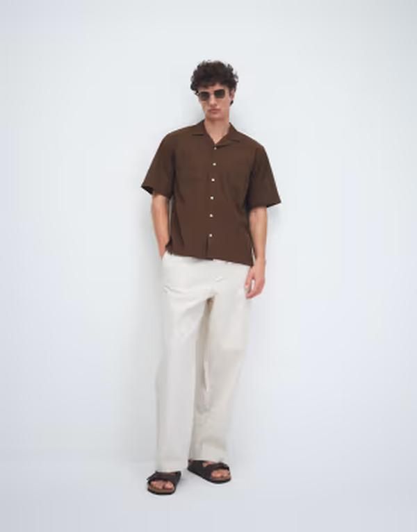 レディファインド レブル メンズ トップス シャツ Redefined Rebel Brennan boxy fit short sleeve shirt in coffee BROWN ブラウン