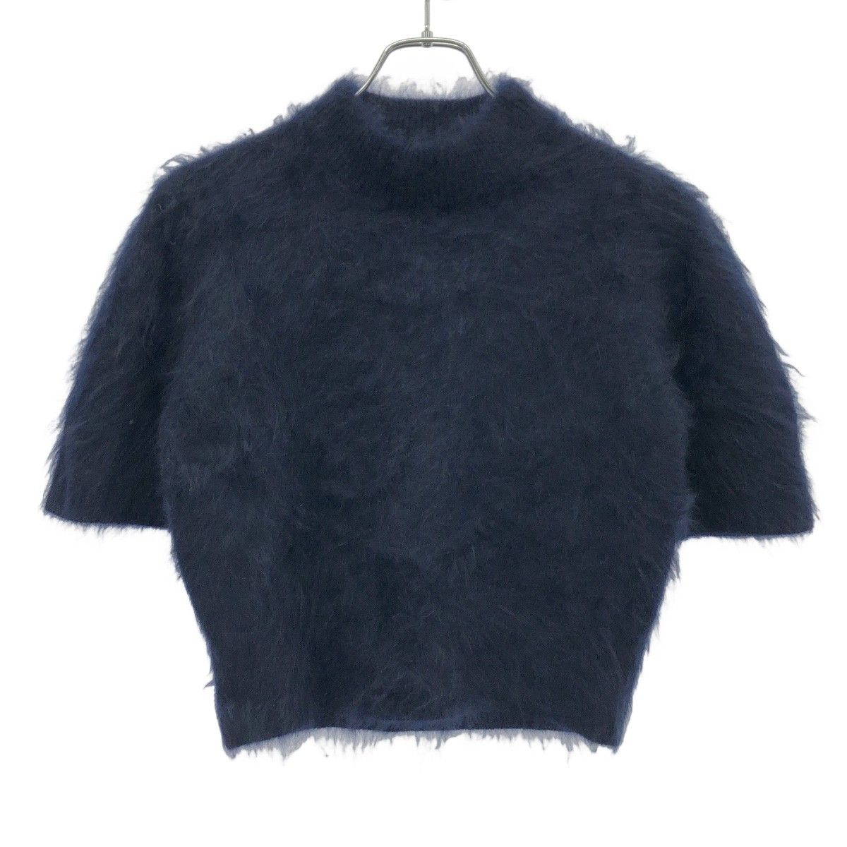 BLAMINK ブラミンク カシミヤファー7Gショートスリーブニットトップス 7918-299-0106 ネイビー 38
