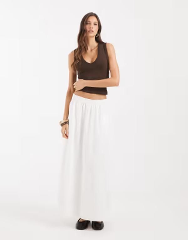 ヴェロモーダ レディース ボトムスカート ミディ Vero Moda pullon full midi skirt Snowhite ホワイト