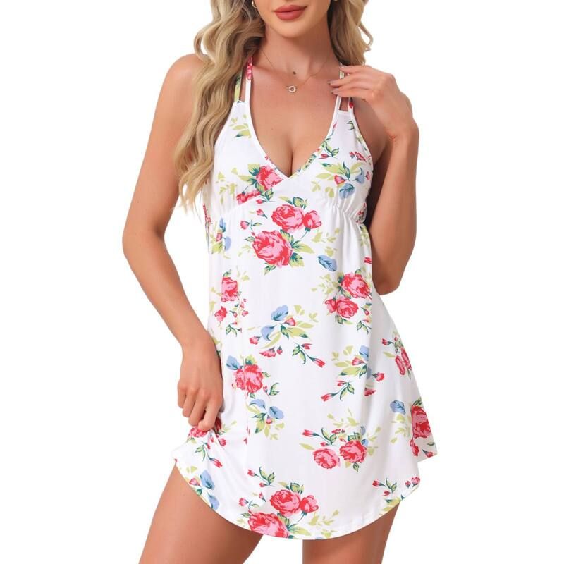 cheibear レディース アンダーウェア ナイトウェア Vネック cheibear Womenstrappy Sleepwear Chemise V Neck Lingerie Full Slip